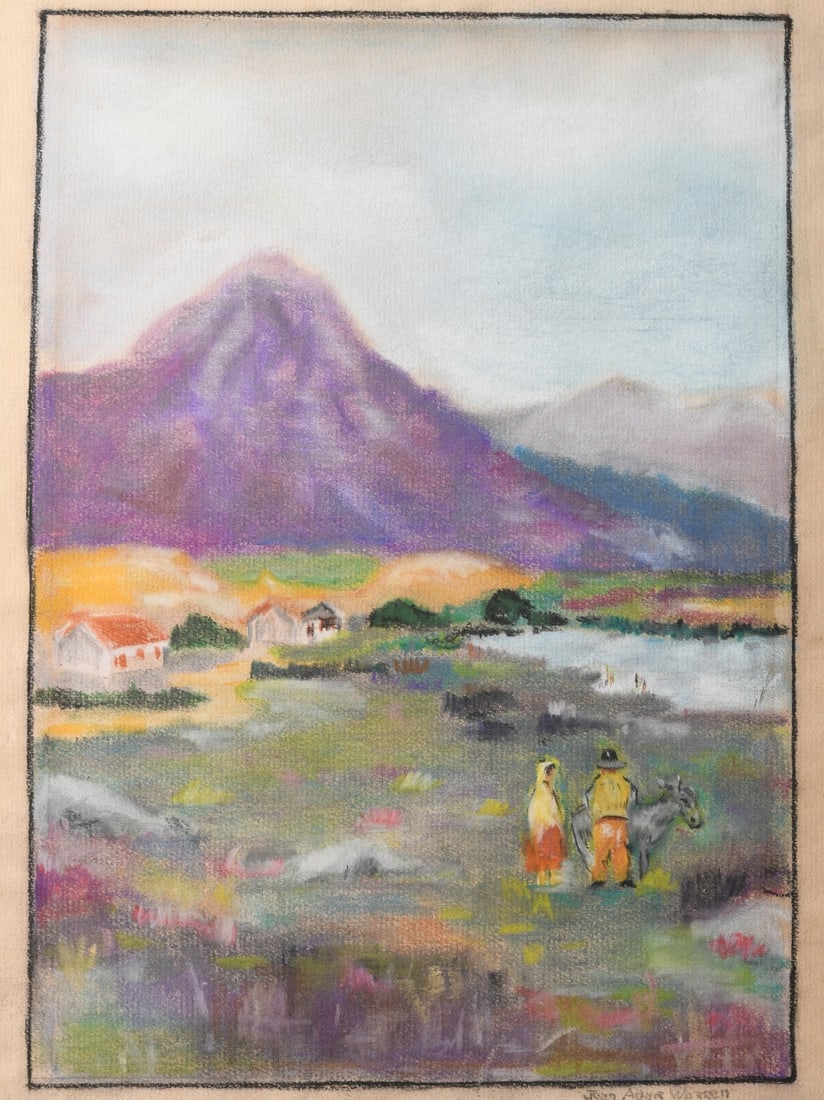 20th C. Watercolor on Paper Landscape: Signed Jean Warren (middle name illegible) lower right, matted, unframed. Visible image: approx. 12" x 9". Mat: approx. 17" x 14 1/4". Our primary recommendation is to arrange shipping yourself using 
