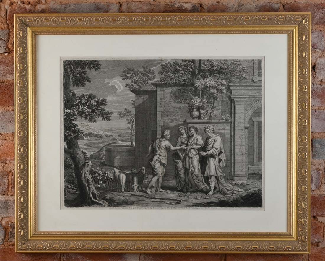 After Nicolas Poussin (French, 1594–1665): Engraving after Nicolas Poussin (1594–1665) depicting Jacob complaining to Laban after being deceived into marrying Leah instead of Rachel, from Genesis 29, published in Paris by Jean Mariette, matt