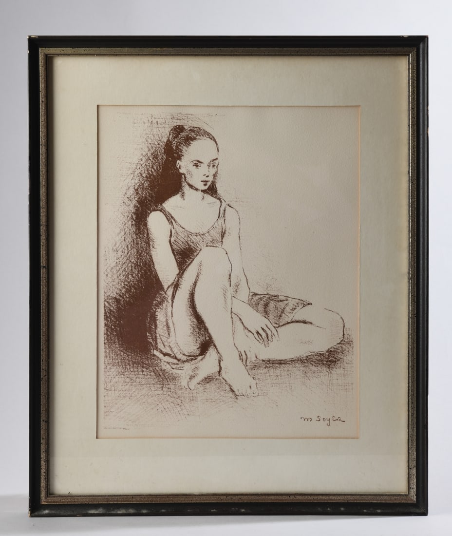 Moses Soyer (Russia/US, 1899 - 1974) Lithograph: "Ballet Dancer", lithograph circa 1965 - 1970, signed in the stone lower right, published by Collector's Guild, retaining original certificate to verso. Framed. Minor wear to frame. Sight: approx. 12