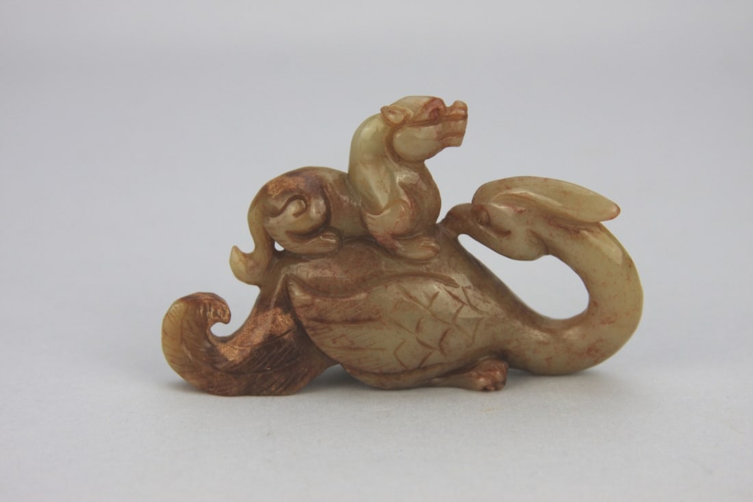 Chinese Carved Light Celadon & Russet Jade Figure (1 of 11)
