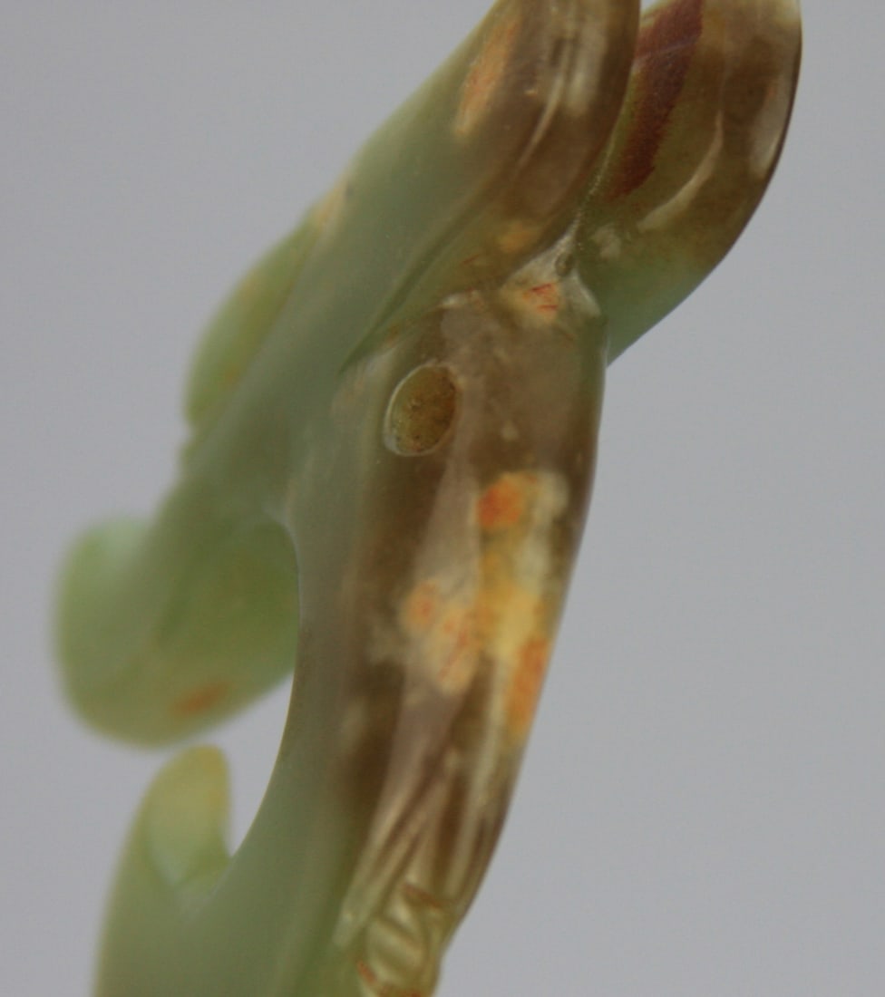 Chinese Carved Green and Russet Jade Arachaic Dragon Hook - 9