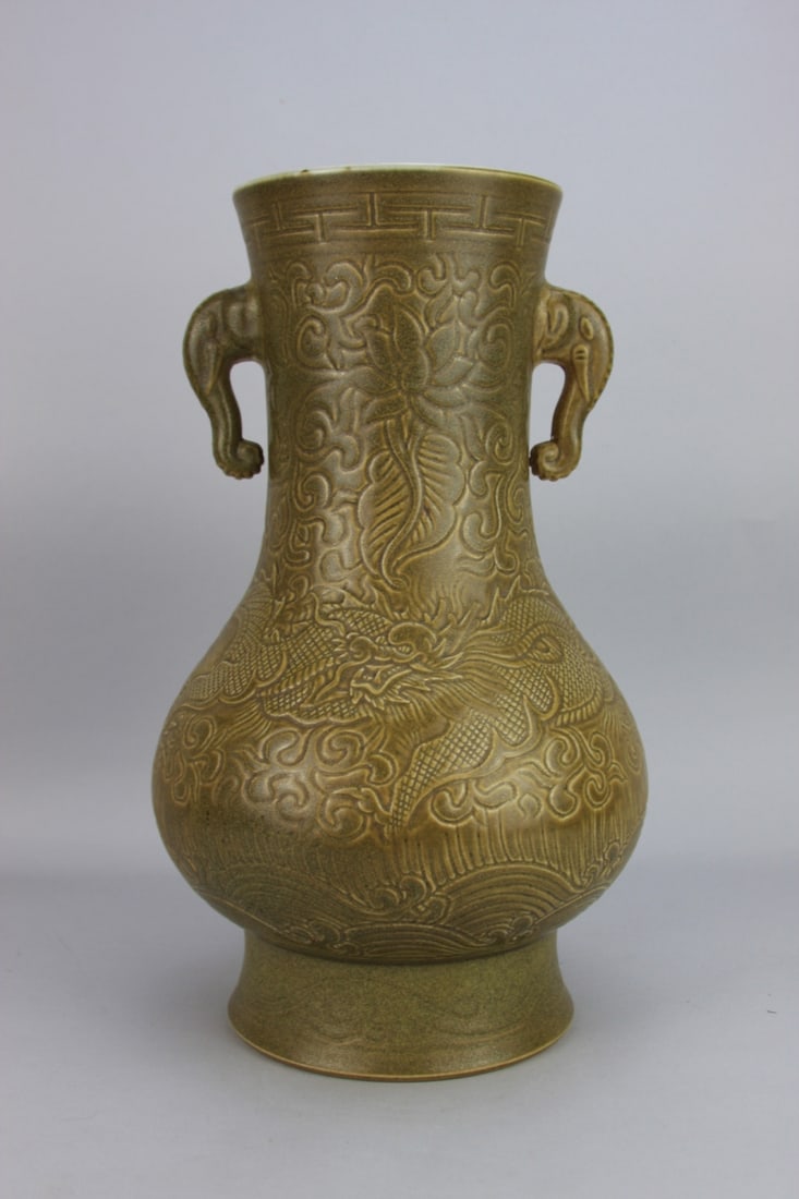 Chinese Teadust Celadon Glazed Porcelain Vase (1 of 17)