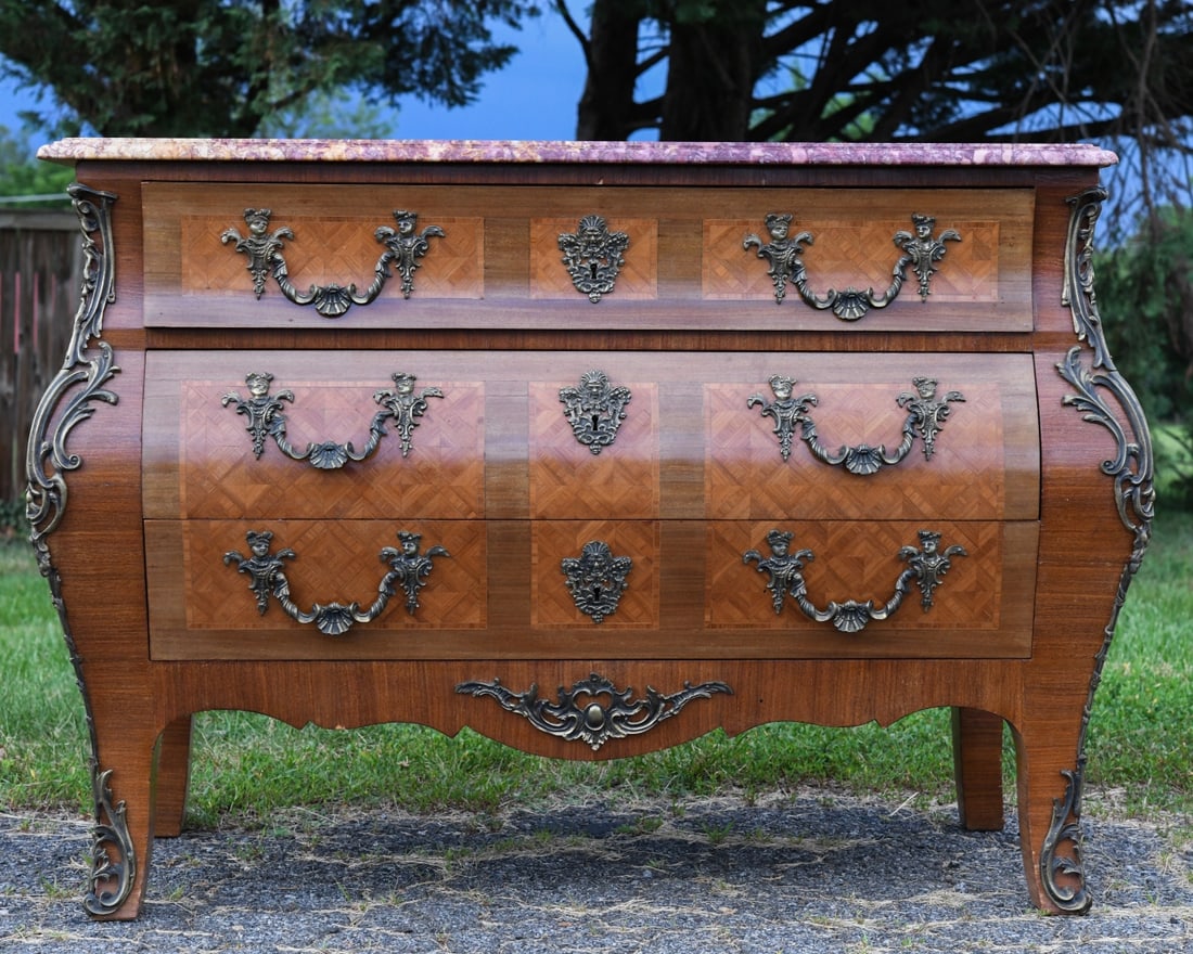 Louis XV Style Parquetry Bombé Commode (1 of 11)