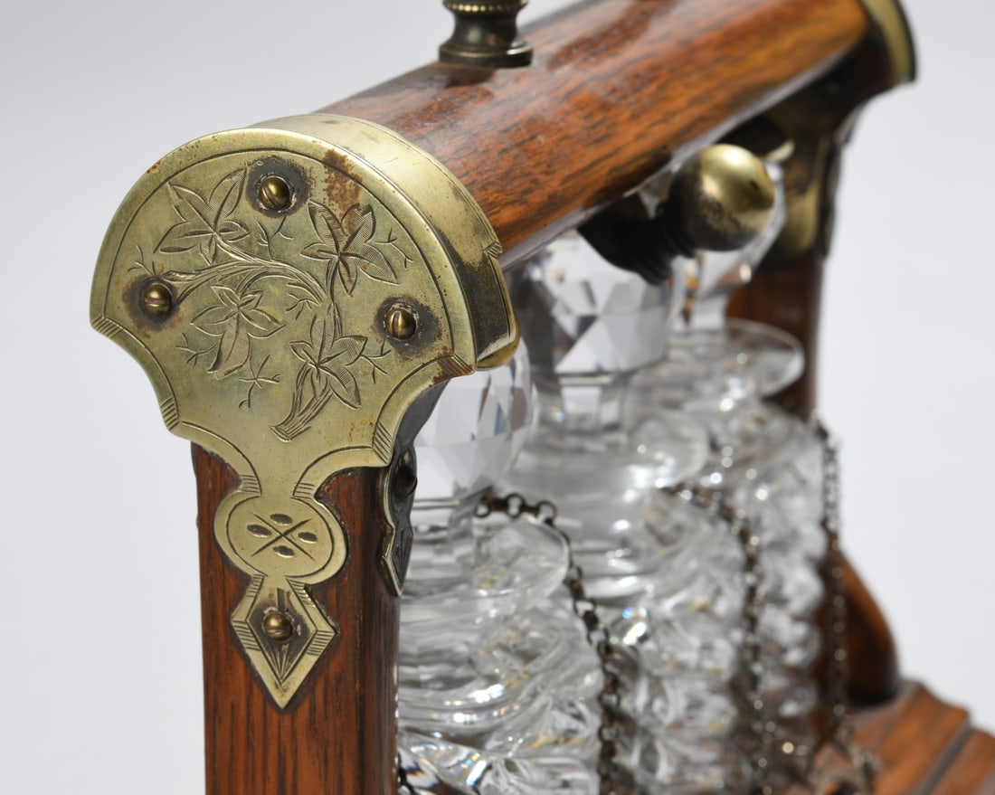 Victorian Oak Tantalus - 6