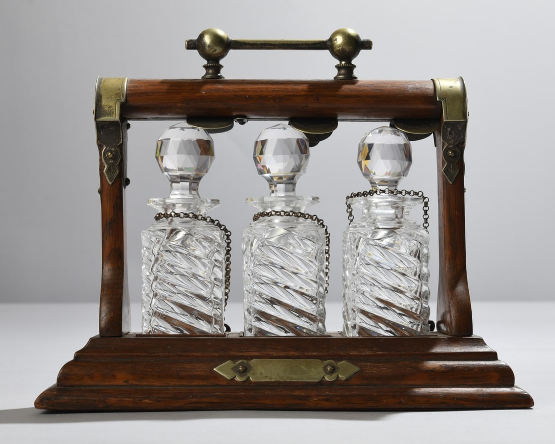 Victorian Oak Tantalus - 7