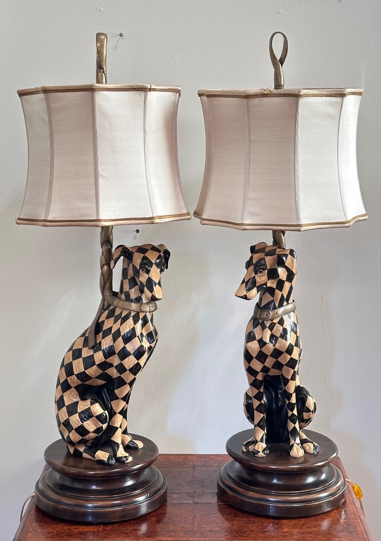 Pair of Harlequin Dog Table Lamps (1 of 7)