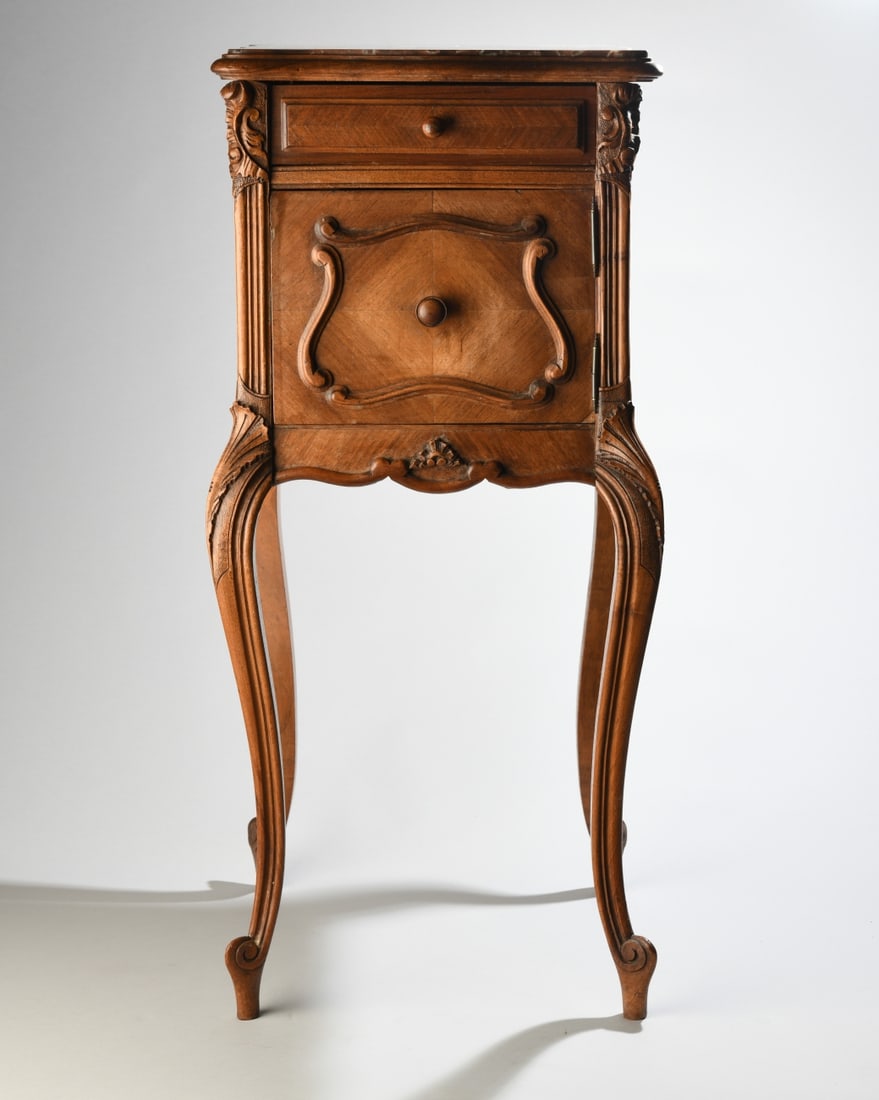 Louis XV Style Marble Top Nightstand (1 of 14)