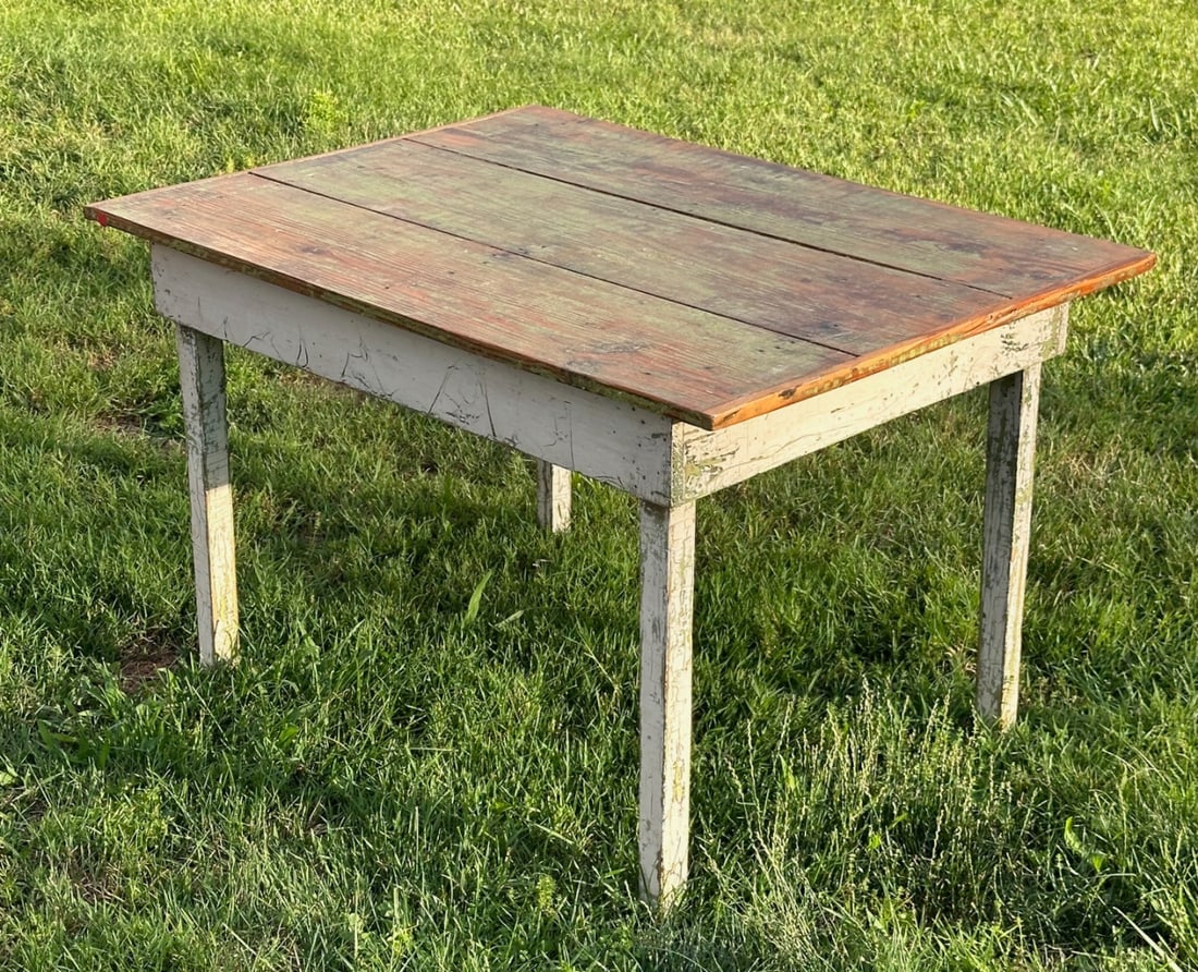 American Primitive Painted Pine Farm Table (1 of 8)