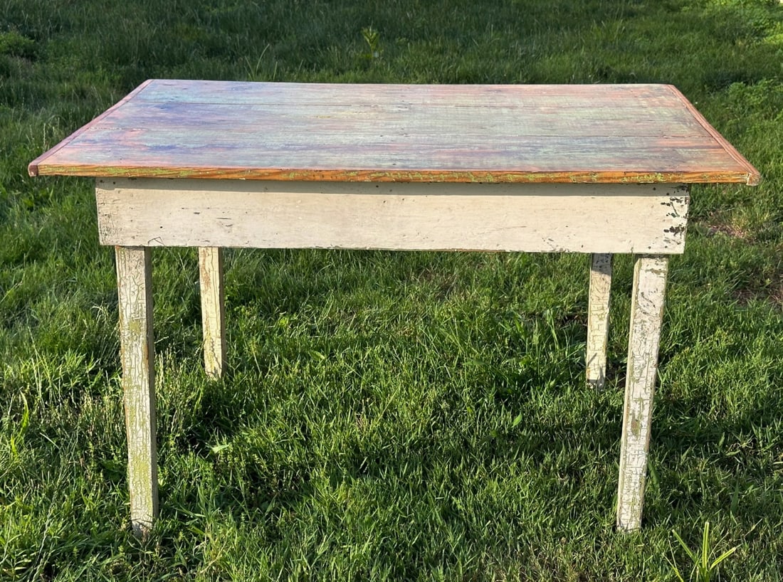 American Primitive Painted Pine Farm Table - 6
