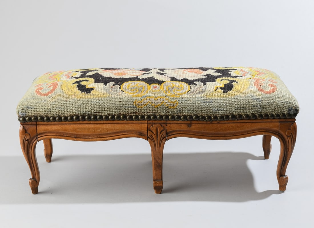 Needlepoint Upholstered Footstool (1 of 4)