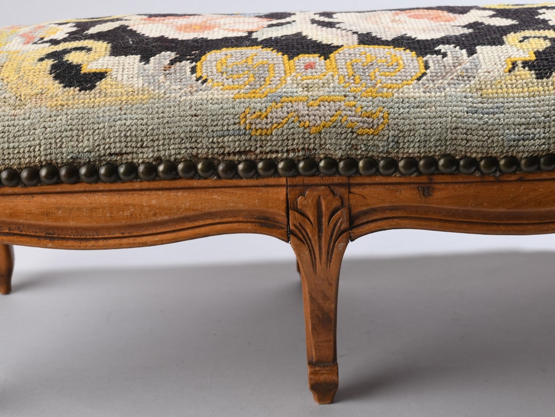 Needlepoint Upholstered Footstool - 3