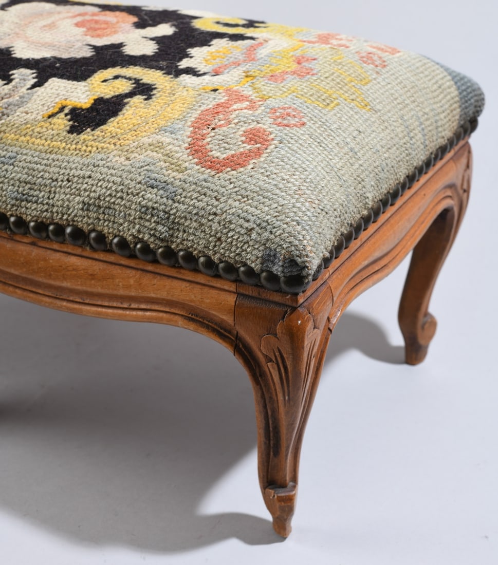 Needlepoint Upholstered Footstool - 4