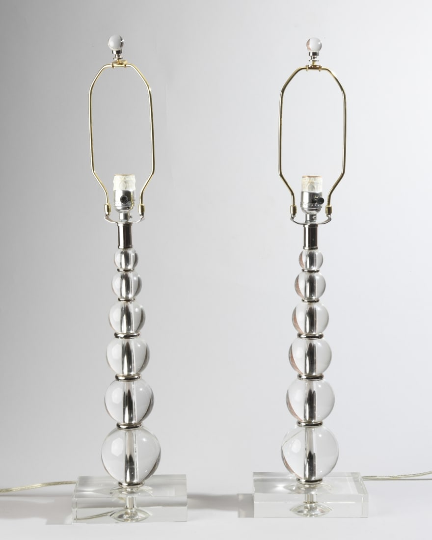 Pair of Modernist Stacked Glass Lamps (1 of 4)