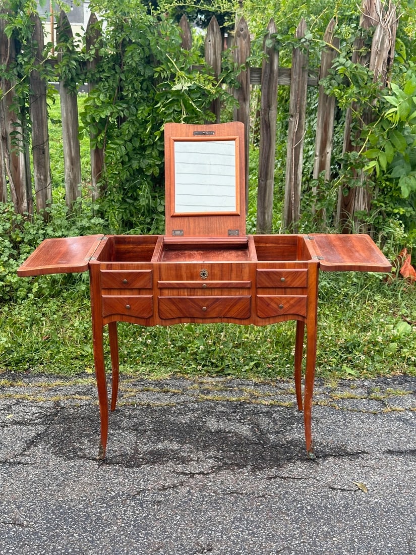 Inlaid Dressing Table / Vanity with Mirror (1 of 14)