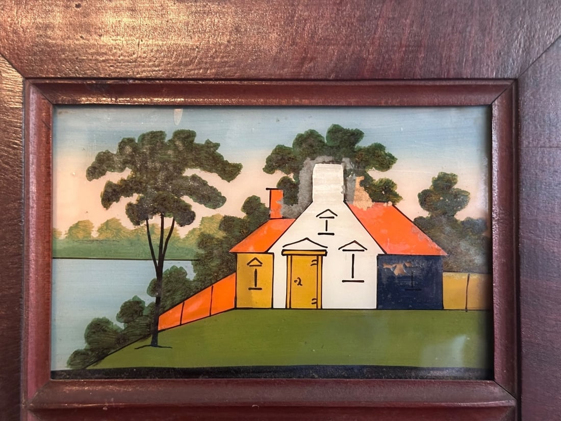 19th C. American Reverse Painted Mirror - 2