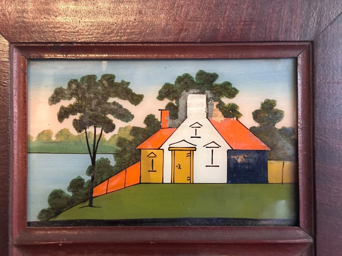19th C. American Reverse Painted Mirror - 3