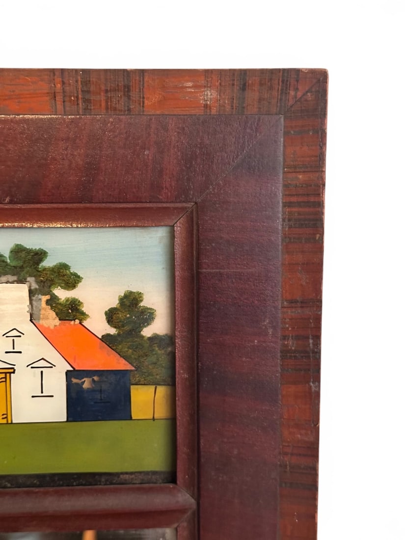 19th C. American Reverse Painted Mirror - 4
