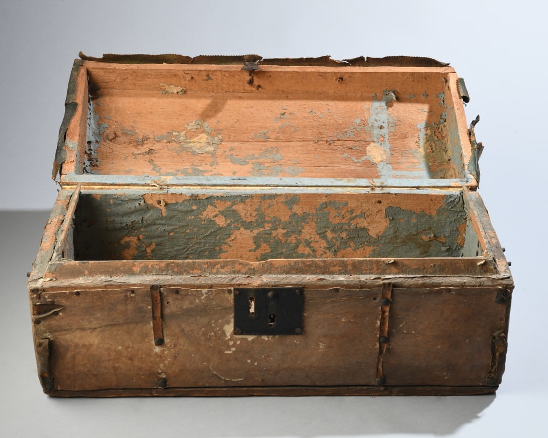 19th C. Hide Covered Document Box - 11