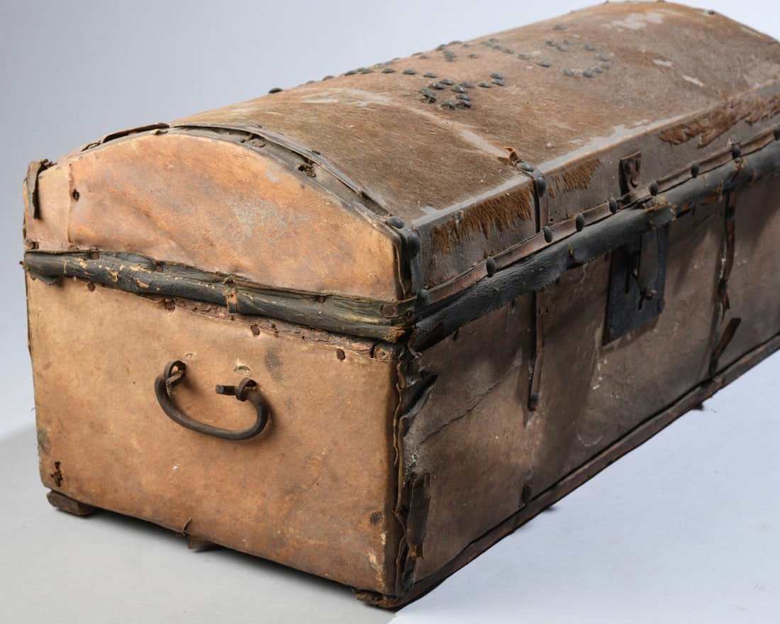19th C. Hide Covered Document Box - 4