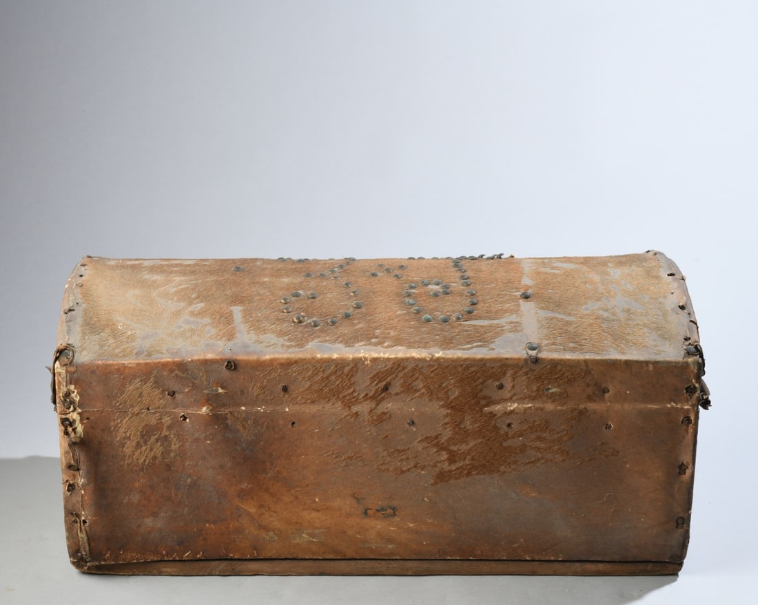 19th C. Hide Covered Document Box - 5