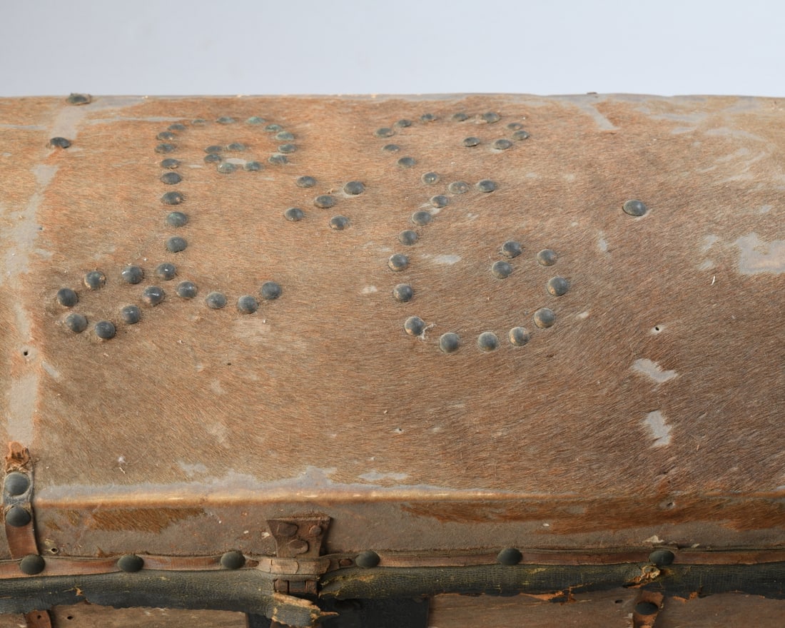 19th C. Hide Covered Document Box - 7