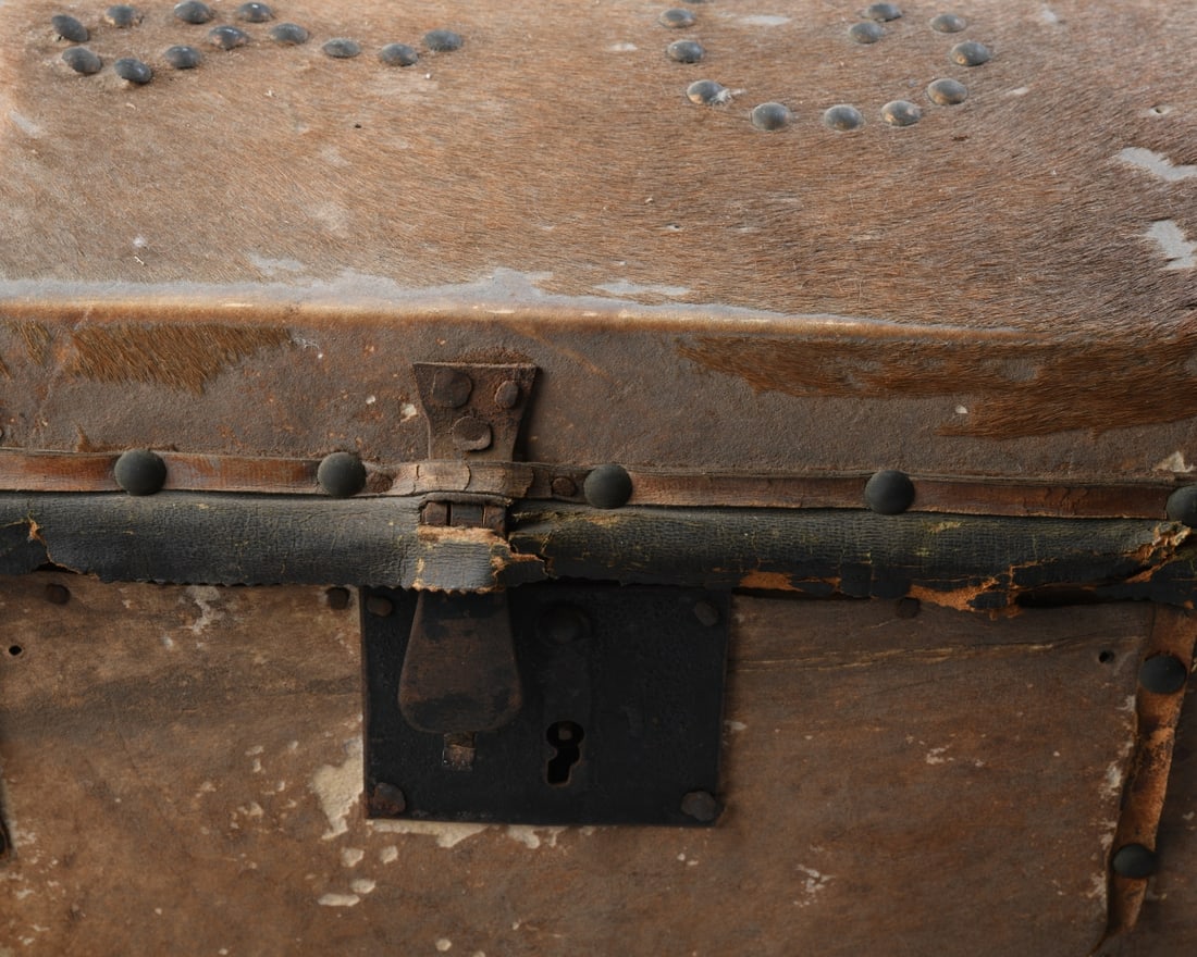 19th C. Hide Covered Document Box - 8