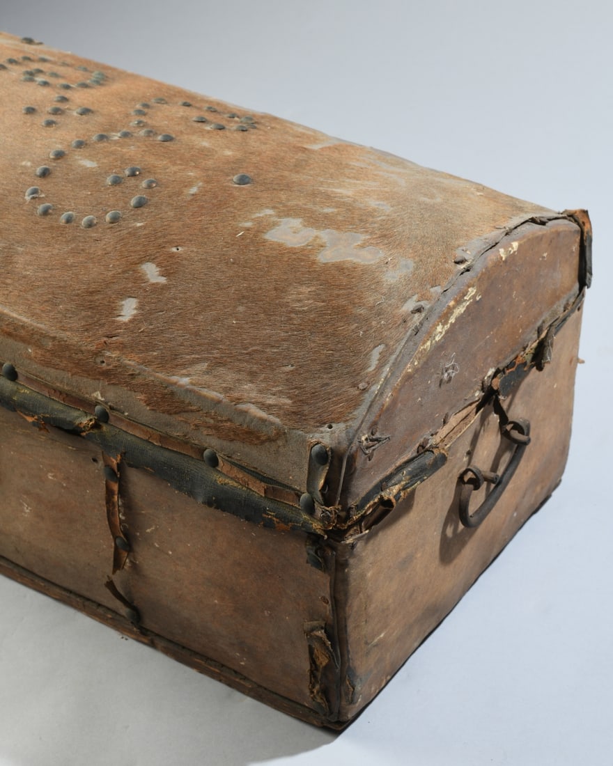 19th C. Hide Covered Document Box - 9