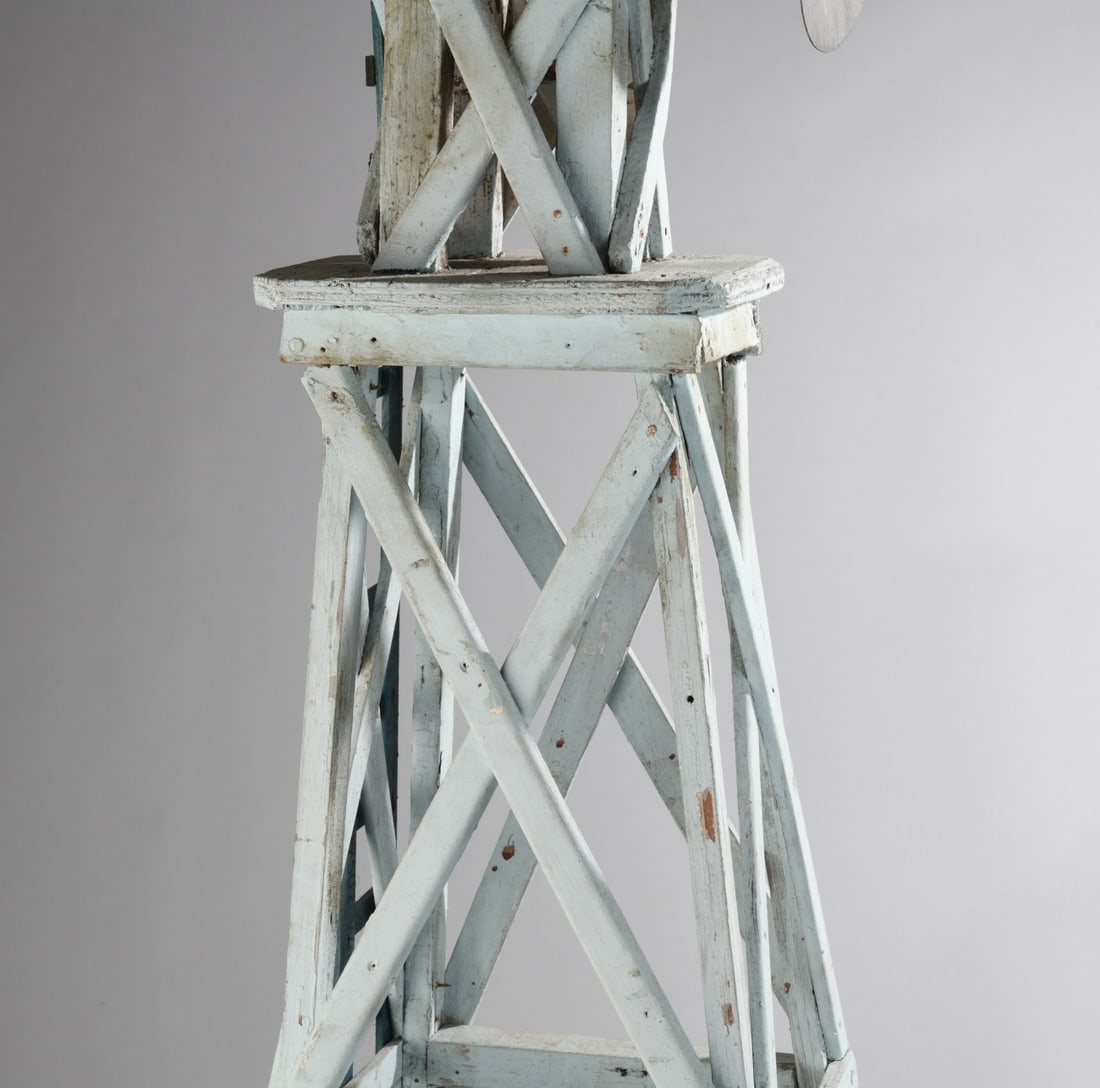 Folk Art Painted Windmill Model - 3