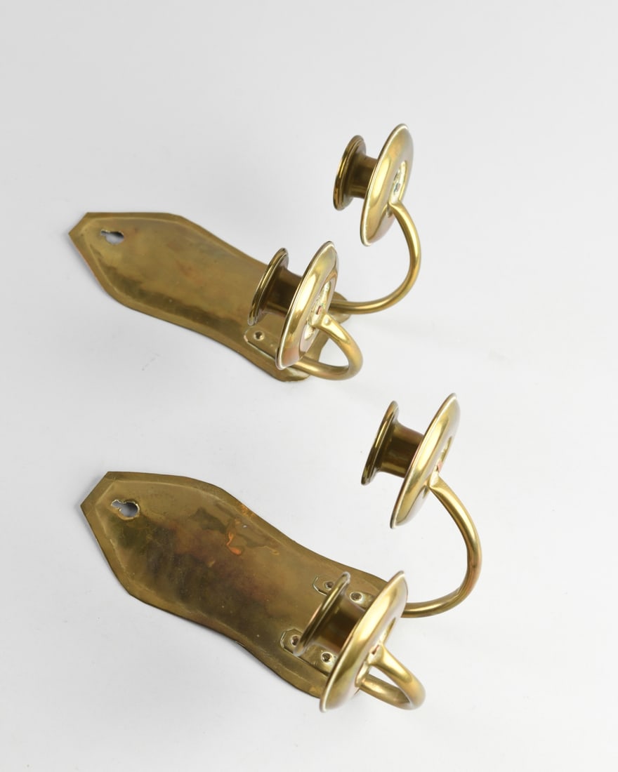 Pair Brass Two-Light Wall Sconces - 3