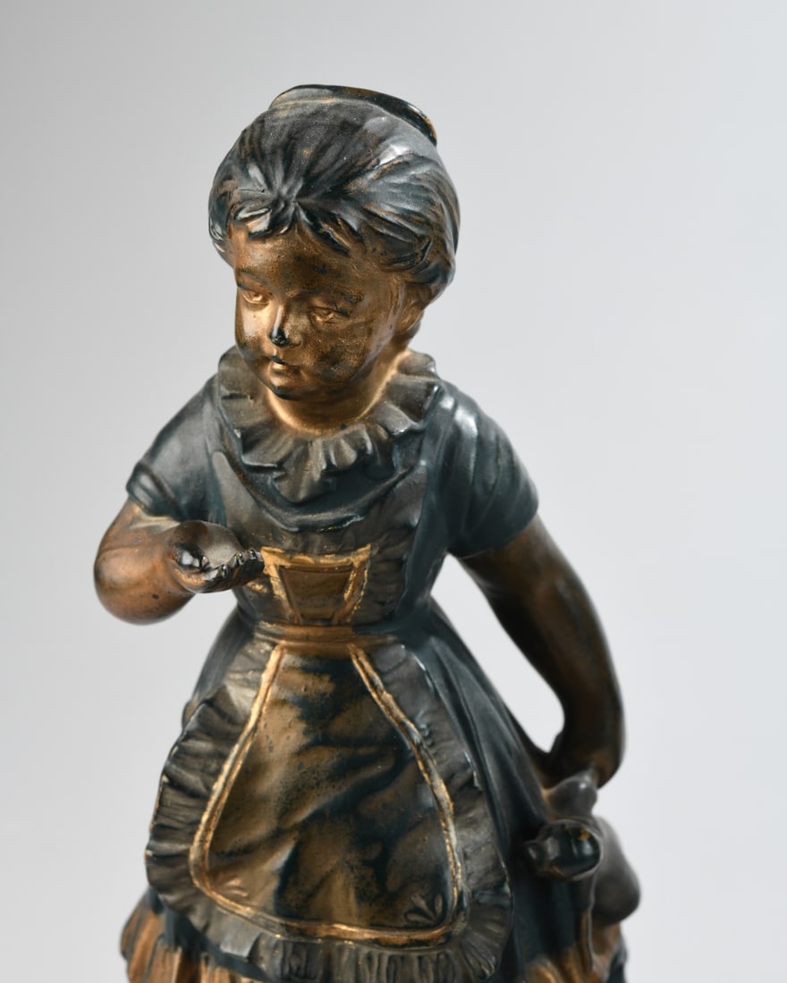 Pair Cold Painted Terracotta Figures - 3