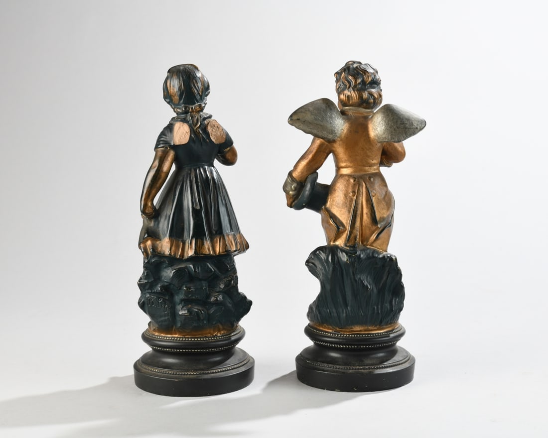 Pair Cold Painted Terracotta Figures - 7