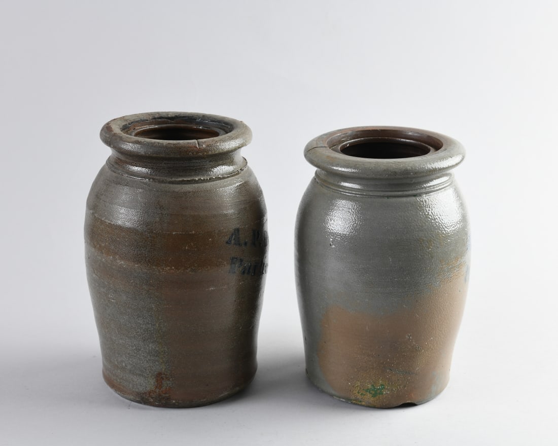 Two A.P. Donaghho Stoneware Canning Jars - 8