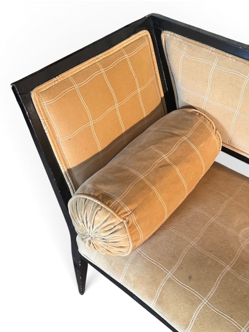 Modern Ebonized Upholstered Settee - 3