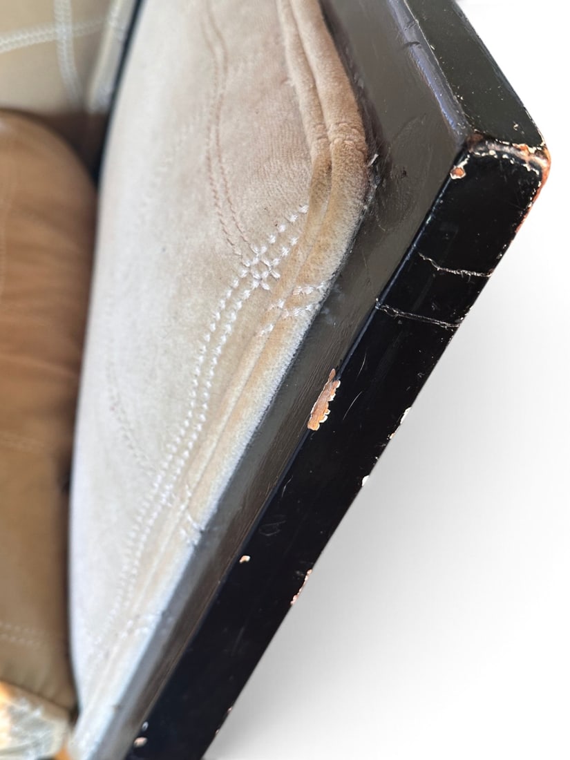 Modern Ebonized Upholstered Settee - 4