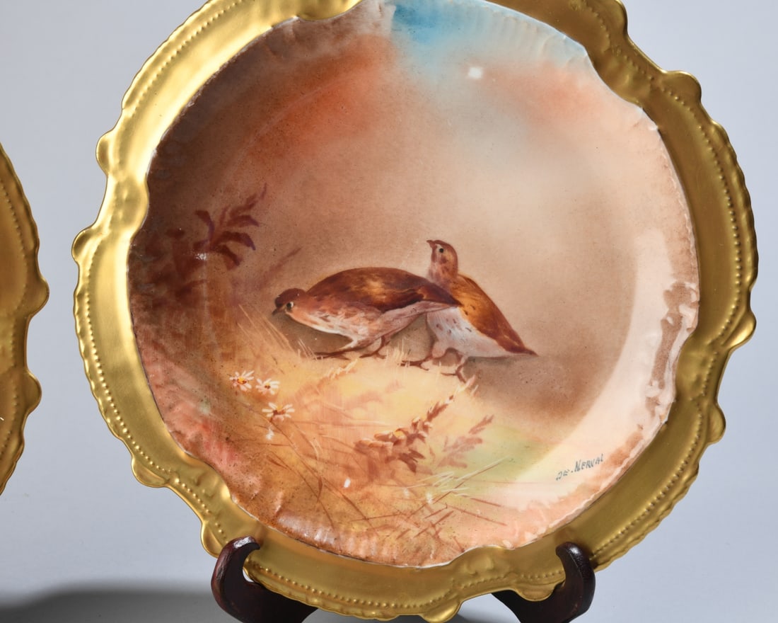 3 pc. Limoges Hand-Painted Plates - 3