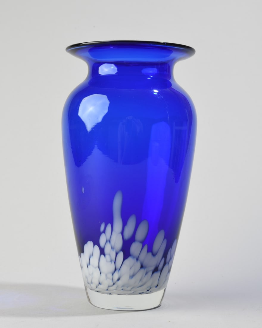 Murano Style Cobalt Spatter Glass Vase (1 of 4)