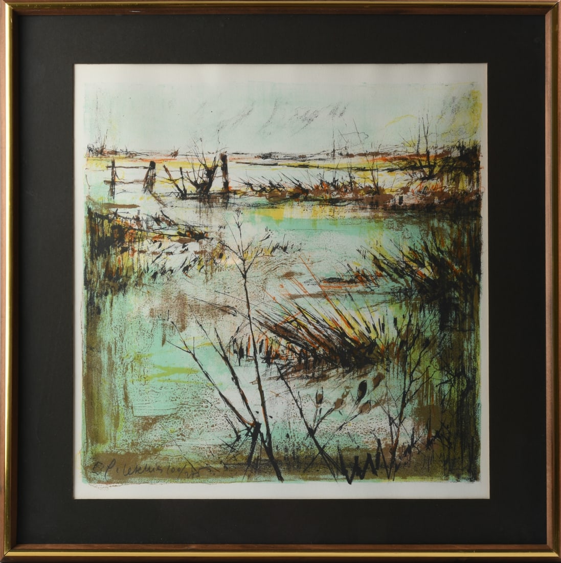 Pierre Letellier (French, 1928 - 2000) Lithograph: Signed lower left and numbered 100/275, published by Collector's Guild, retaining original certificate to verso. Framed. Sight: approx. 16" x 15 1/2". Frame: approx. 21" x 21". Our primary