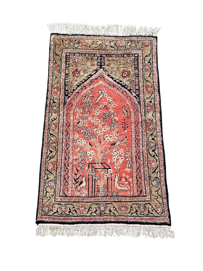 Kerman Style Rug: Approx. 4' 1" x 2' 5". Our primary recommendation is to arrange shipping yourself using Blue Ridge Pack & Ship. Most bidders find this is the most economical route. Simply reach out to them using the