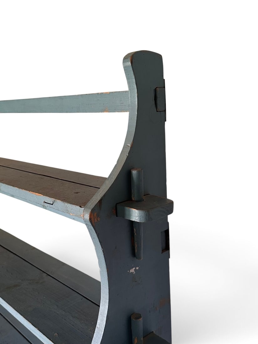 Blue Painted Pine Standing Shelf - 3