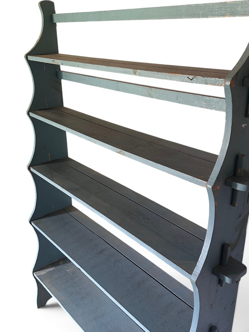 Blue Painted Pine Standing Shelf - 6