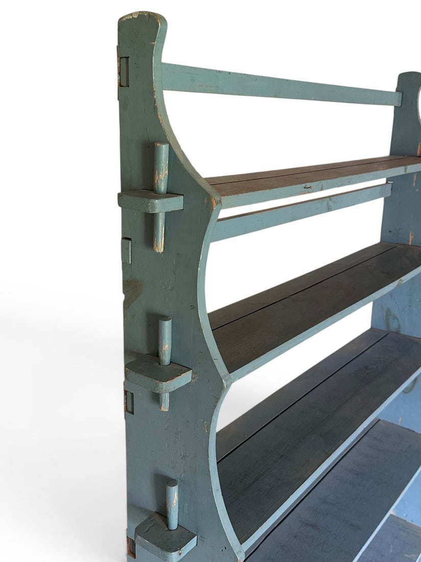 Blue Painted Pine Standing Shelf - 8