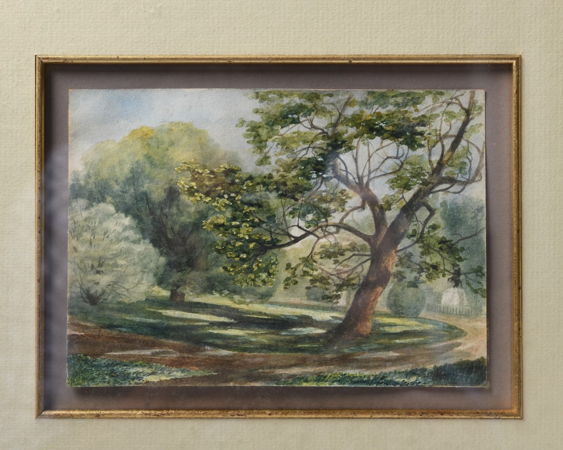 William Strange, 5 19th C. Watercolor Landscapes: Group of five framed watercolor landscapes and views attributed by handwritten labels to William. G. Strange (active 19th century, Virginia and Washington D.C.), labels identify the subjects as