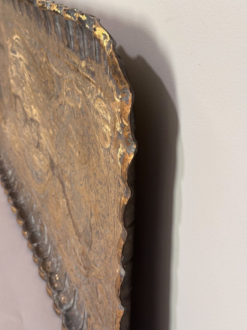 Large Persian Engraved Brass Table Tray - 9