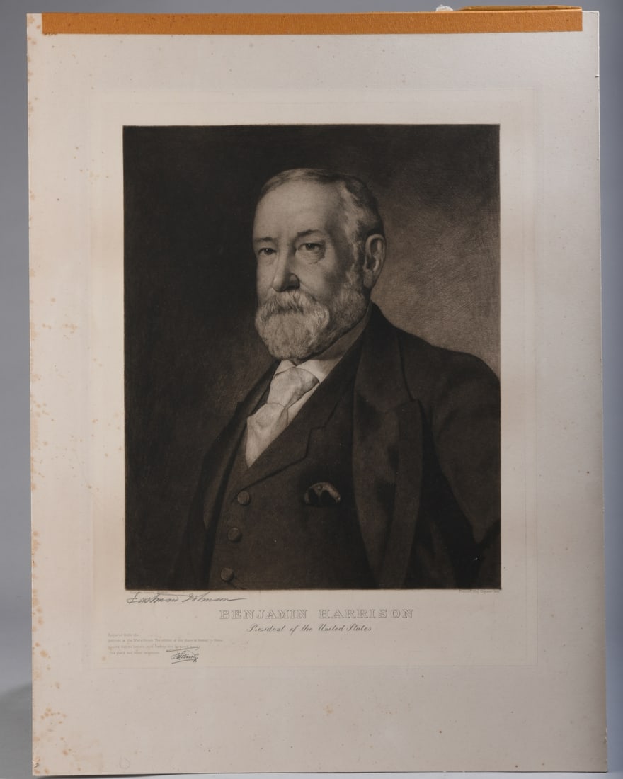 Benjamin Harrison Engraving Signed Eastman Johnson (1 of 6)