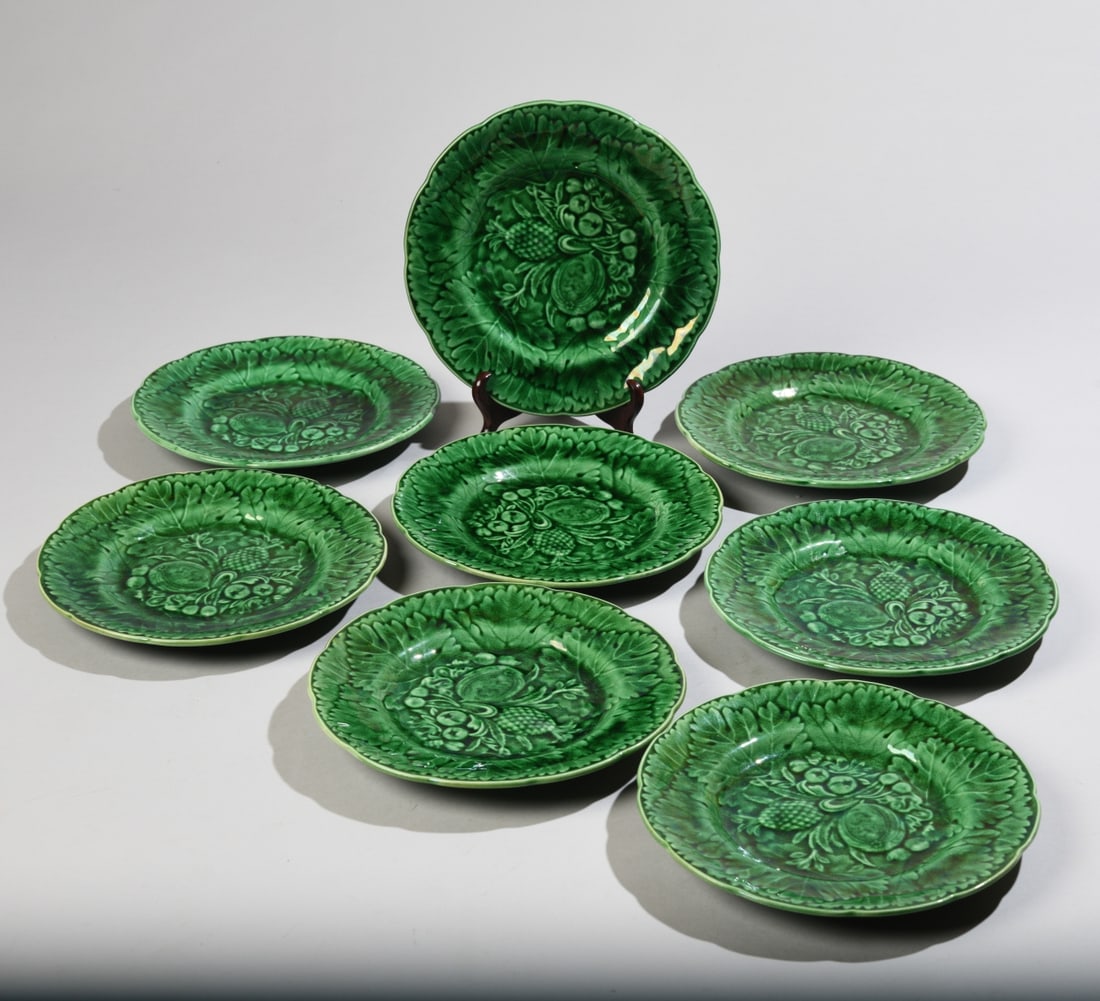 Eight Green Glazed Majolica Plates (1 of 8)