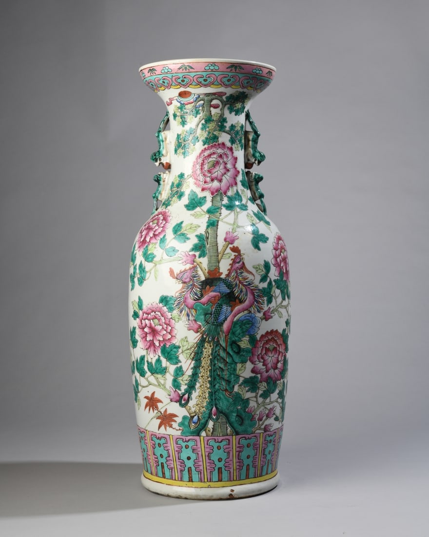 Chinese Famille Rose Phoenix & Peony Vase (1 of 16)
