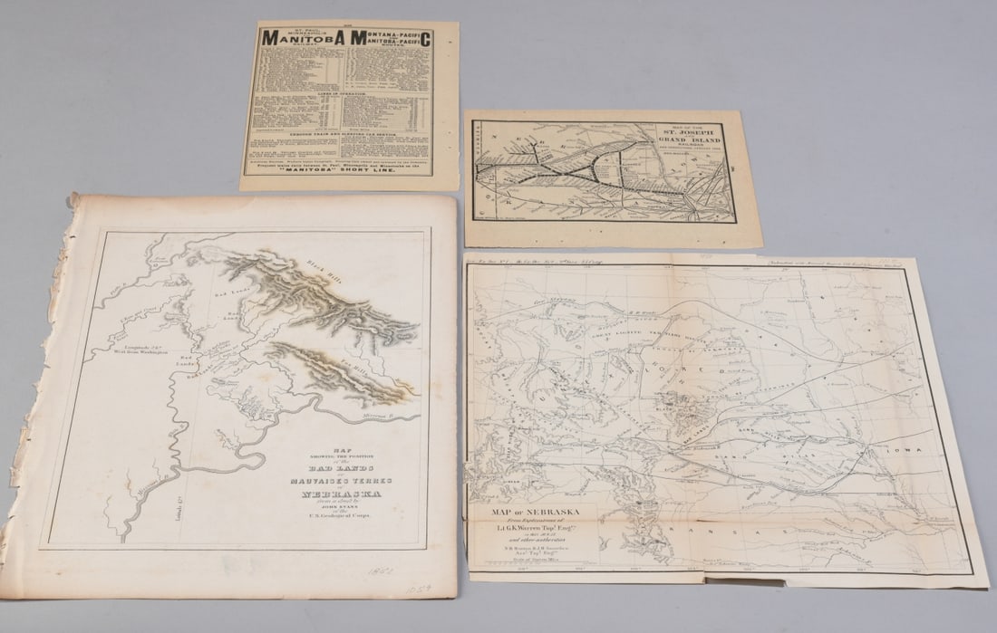 Four Western U.S. Maps and Railroad Sheets