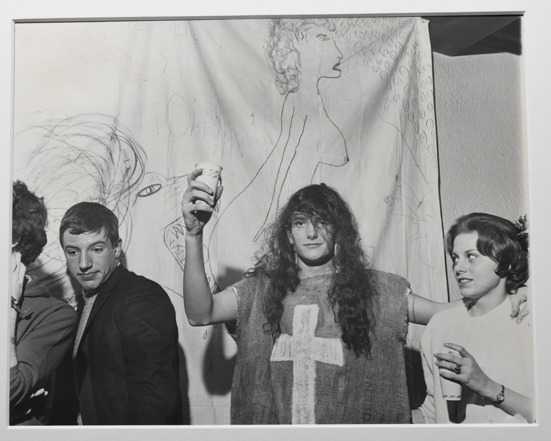 Ed Roseberry (American, 1925 - 2022) 10 Photos: 10 photographs depicting Greek and party life at the University of Virginia and Charlottesville in 1961,1963 and 1968, all mounted to matting, with pencil signatures and dates to inner matting. Most