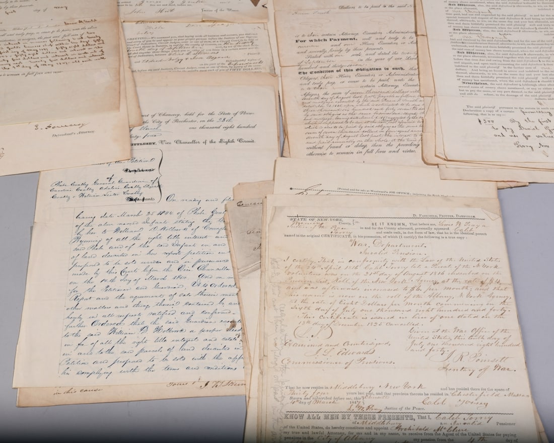 19th C. New York & New England Legal Documents Lot (1 of 11)