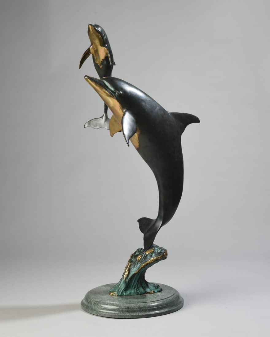 Vintage Brass Sculpture of Two Leaping Dolphins (1 of 6)